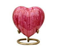 Well Blessed Small Brass Made Pink Heart Keepsake Cremation Urn For Ashes, A Small Heart Memorial Urn.