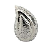 Well Blessed Torquay Floral Engraved Silver Design Small Teardrop Human Urn For Ashes.