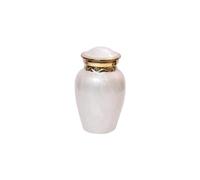 Well Blessed Virtue White Impearl Small Keepsake Urn for ashes, A Memorial Keepsake Urn.