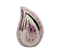 Well Blessed White Butterfly Design mini Portland Pink keepsake Teardrop Human Urn for Ashes.