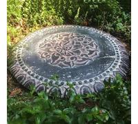Well Covers for Yard Decorative, Septic Tank Lid Sandstone, Anti-Slip Manhole Cover for Courtyards Gardens, Top Relief, 30 in(Pink)