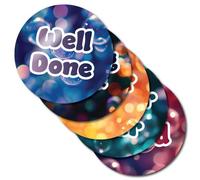 Well Done Bubbles Stickers, 280pcs on 5 A4 sheets, 25mm size. Teacher Stickers