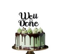 WELL DONE Cake Topper Glitter Cardstock Party Favour Party Decoration Cake Toppers (BLACK)