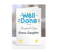 Well done card for, Bonus Daughter, gifts, men women, him, her, female, male, presents for christmas, so proud of you, A5-197_28