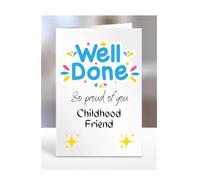Well done card for, Childhood Friend, gifts, men women, him, her, female, male, presents for christmas, so proud of you, A5-197_52