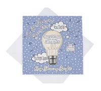 Well Done Daughter A Level Exam Results Card, Daughter A Level Results Congratulations Card, Light Bulb Bright Spark Card (Blue)