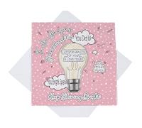 Well Done Granddaughter A Level Exam Results Card, Granddaughter A Level Results Congratulations Card, Light Bulb Bright Spark Card (Pink)
