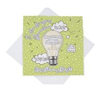 Well Done Grandson A Level Exam Results Card, Grandson A Level Results Congratulations Card, Light Bulb Bright Spark Card (Green)