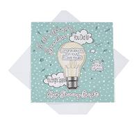 Well Done Grandson A Level Exam Results Card, Grandson A Level Results Congratulations Card, Light Bulb Bright Spark Card (Teal)