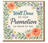 Well Done on Your Promotion Card - Floral Watercolour Congratulations, So Proud of You - Elegant Greeting Card