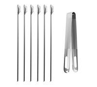 Well Done! Set of 6 Tongs & Skewers Social BBQ Utensils Outdoor Cooking Alfresco Suitable for all BBQ grills
