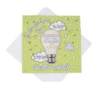 Well Done Son A Level Exam Results Card, Son A Level Results Congratulations Card, Light Bulb Bright Spark Card (Green)