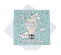 Well Done Son A Level Exam Results Card, Son A Level Results Congratulations Card, Light Bulb Bright Spark Card (Teal)