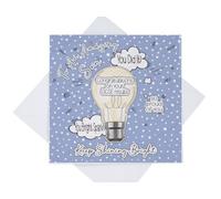 Well Done Son GCSE Exam Results Card, Son GCSE Results Congratulations Card, Light Bulb Bright Spark Card (Blue)