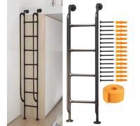 Well Egress Exit Ladder Attic With Rung Covers, Handrails, Hardware, Window Basement Escape Bunk Bed Replacement, Dorm Rv Trailer Campers Home (Color : Black, Size : 61Inch/5.1Ft/