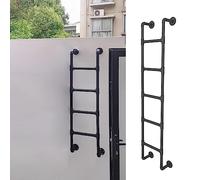 Well Egress Exit Ladder Black Heavy Duty Hanging For Basement Window Loft Attic Bunk Bed Outdoor Roof/Garage Wall Escape (140Cm/55 In)