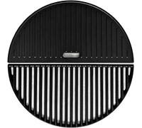 WELL GRILL 18" Half Moon Cast Iron Reversible Griddle and Cooking Grate for Kamado Joe Classic, Large Big Green Egg, Pit BossK22, Large Dome, Louisiana K22, and Other Kamado Grill (Griddle+Grate)