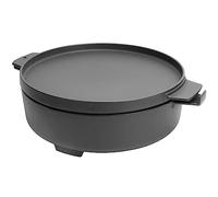 WELL GRILL Duo Dutch Oven Accessory Set for Weber 47 cm and 57 cm Kettle, 2-in-1 Cast Iron Casserole for Weber BBQ Gourmet System and Gas Grills