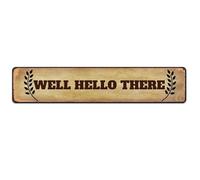 Well Hello There Porch Sign Welcome Porch Sign Farmhouse Porch Decor Aluminum Sign 4x16 Inch