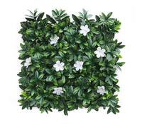 Well Home Artificial Vertical Garden, Hedge Panel 100 x 100 cm, for Indoor and Outdoor Decoration - Green Leaves and White Flowers