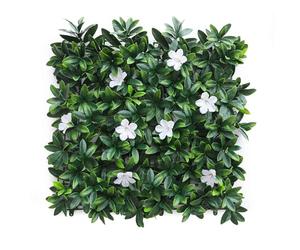 Well Home Artificial Vertical Garden, Hedge Panel 100 x 100 cm, for Indoor and Outdoor Decoration - Green Leaves and White Flowers