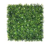 Well Home Artificial Vertical Garden Hedge Panel 100 x 100 cm, Indoor and Outdoor Decoration - with Green Leaves and White Flowers