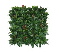 Well Home Artificial Vertical Garden, Hedge Panel 100x100cm, For Indoor and Outdoor Decoration - Realistic Green Leaves with Red Details