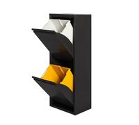 WELL HOME MOBILIARIO & DECORACIÓN 2 Compartment Matt Black Metal Recycling Bin and Recycling Bin 2 x 17L (34L)