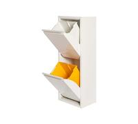 WELL HOME MOBILIARIO & DECORACIÓN 2 x 17L (34L) Matt White Metal Bin and Recycling Bin 2 Compartment