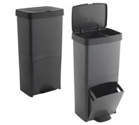 WELL HOME MOBILIARIO & DECORACIÓN 2 x 70L Vertical Bin with 2 Compartments Waste Bin 76 cm Grey