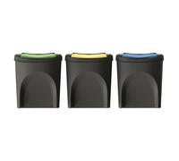 WELL HOME MOBILIARIO & DECORACIÓN 3 x 25 Litre Black 100% Recycled Plastic Wheelie Bin Set