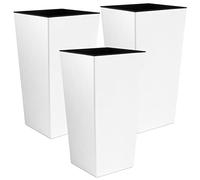 WELL HOME MOBILIARIO & DECORACIÓN 3 x Urbi Tall Planter, 2 Litres, Plastic, 5 x 5 x 8 Inches, White, PK4621