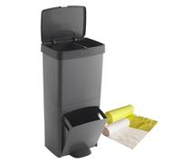 WELL HOME MOBILIARIO & DECORACIÓN 70 Litre Vertical 2 Compartment Trash Can 30" Easy to Manage Bin with Free Trash Bag