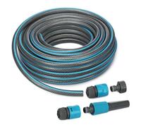 WELL HOME MOBILIARIO & DECORACIÓN I02101200 WH15484 Well Home 20m Braided Polyester PVC Water Hose with Connector Set, Grey Transparent, Gray