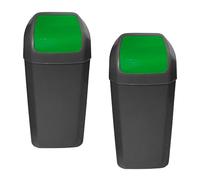 WELL HOME MOBILIARIO & DECORACIÓN Set of 2 Buckets - Swing Top Bin 15L/U Green