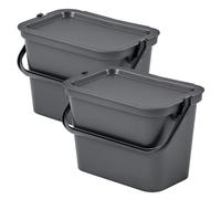 WELL HOME MOBILIARIO & DECORACIÓN Set of 2 Moda Bin 5 L Graphite with Handle