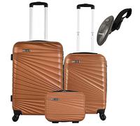 WELL HOME MOBILIARIO & DECORACIÓN Set of 3 Suitcases Cabin/Medium/Toiletry Bag + Weight Scale, Camel, 26 pulgadas, Hardside Suitcase Set with Scale