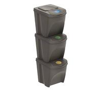 WELL HOME MOBILIARIO & DECORACIÓN Set of 3 Wheelie Bins Grey Volume 3 x 25 L