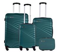 Well Home MOBILIARIO & DECORACIÓN Set of 4 Hard Cabin Suitcases 22", Medium Suitcase 26", Large Suitcase 30" and Bag 9", Green, 26 pulgadas, Rigid Suitcase Games