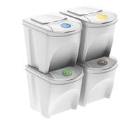 WELL HOME MOBILIARIO & DECORACIÓN Set of 4 Recycling Bin Off White 4 x 25L