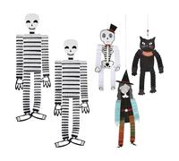 WELL HOME MOBILIARIO & DECORACIÓN Well Home Halloween Decoration: 2 Skeletons + 3 Hanging Figures, Multicoloured, Estándar