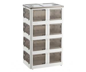 Well Home Multifunctional Folding Storage Box in White 4 Levels, 40L per Level, 160L Total