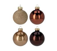 Well Home Set of 16 Christmas Baubles Brown Ø5cm - Glossy and Matt