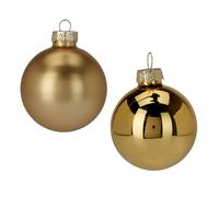 Well Home Set of 16 Gold Christmas Baubles Ø6cm - Glossy and Matt