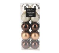 Well Home Set of 20 Ø4cm Christmas Baubles with Designs Finished in Matte and Glossy in Amber Colours
