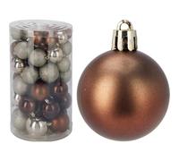 Well Home Set of 60 Christmas Baubles in Amber Colours in Various Designs and Finishes