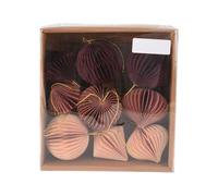 Well Home Set of 9 Honeycomb Paper Christmas Tree Decorations - Assorted Shapes in Pink