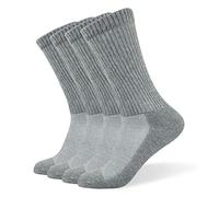 Well Knitting Loose Men's Diabetic Crew Socks,Non-Binding Top,Seamless Toe,Semi Cushion,Breathable Soft Coolmax Socks 4 Pairs, 4 Pairs Grey Crew Socks, Large