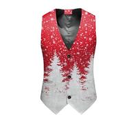 Well-Made Men's Xmas Waistcoat With A Stylish Pattern, Ideal For Creating A Polished Look With Your Christmas Suit Jacket And Trousers (White-a, XL)