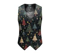 Well-Made Men's Xmas Waistcoat With A Stylish Pattern, Ideal For Creating A Polished Look With Your Christmas Suit Jacket And Trousers (XXXXL)